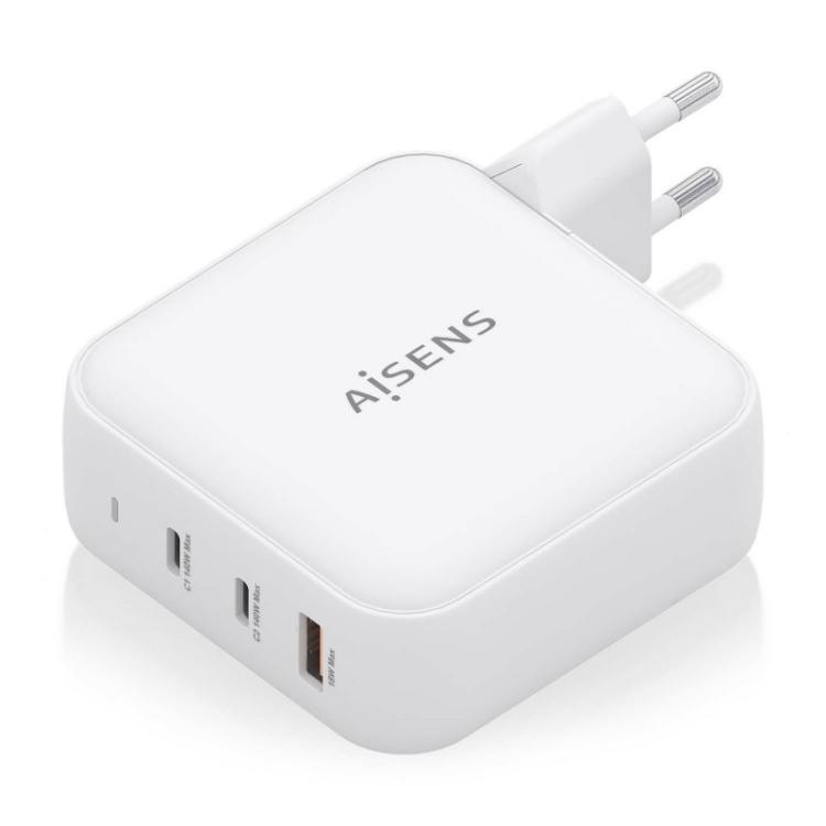 AISENS - Cargador GaN 140W, 2xUSB-C PD3.1 QC4.0, 1xUSB-A QC3.0, Blanco