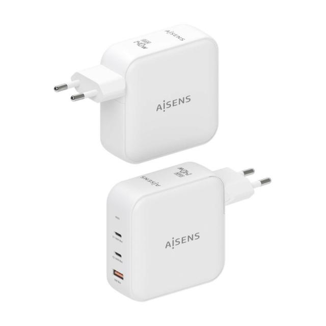 AISENS - Cargador GaN 140W, 2xUSB-C PD3.1 QC4.0, 1xUSB-A QC3.0, Blanco