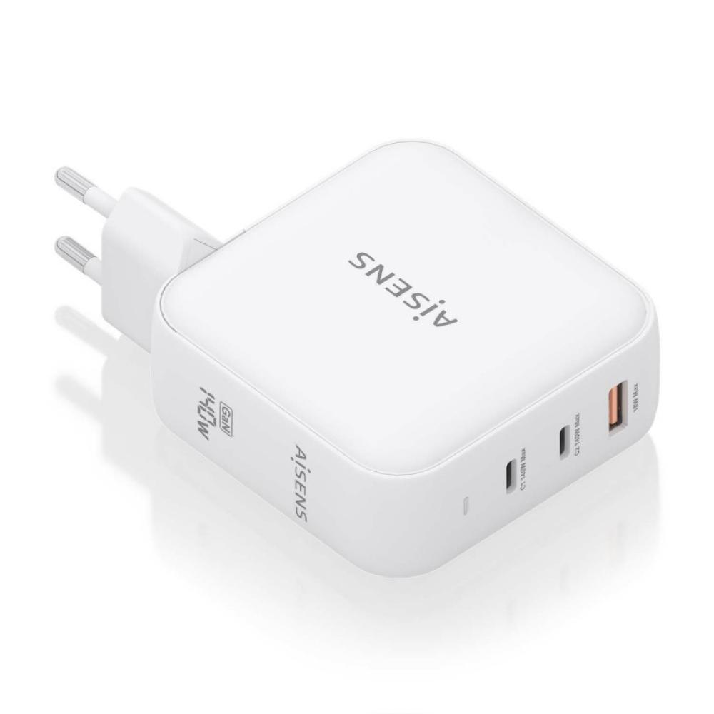 AISENS - Cargador GaN 140W, 2xUSB-C PD3.1 QC4.0, 1xUSB-A QC3.0, Blanco