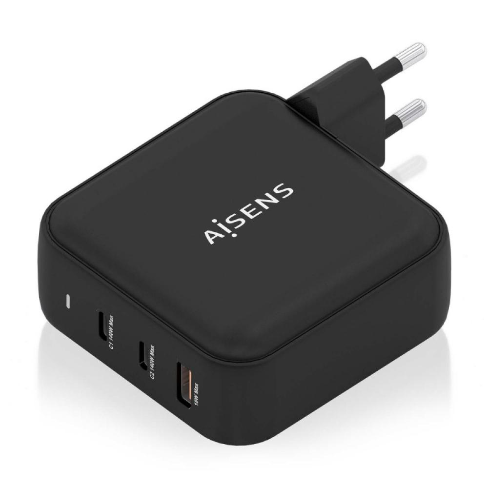 AISENS - Cargador GaN 140W, 2xUSB-C PD3.1 QC4.0, 1xUSB-A QC3.0, Negro