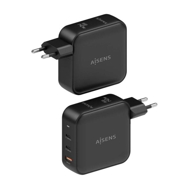 AISENS - Cargador GaN 140W, 2xUSB-C PD3.1 QC4.0, 1xUSB-A QC3.0, Negro