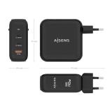 AISENS - Cargador GaN 140W, 2xUSB-C PD3.1 QC4.0, 1xUSB-A QC3.0, Negro
