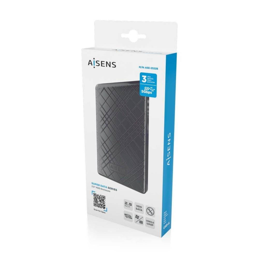 AISENS - Caja Externa 2,5" ASE-2522B 9.5mm SATA a USB 3.0/USB3.1 Gen1, Negra