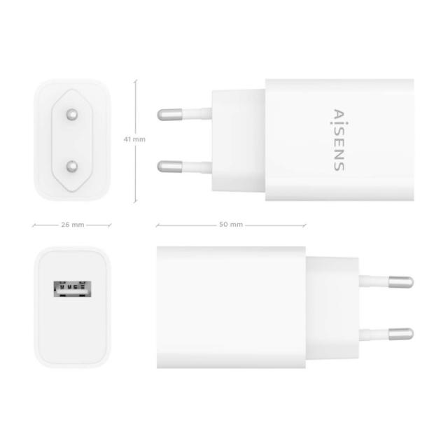 AISENS - Cargador USB 10W alta eficiencia, 5V/2A, Blanco - A110-0853
