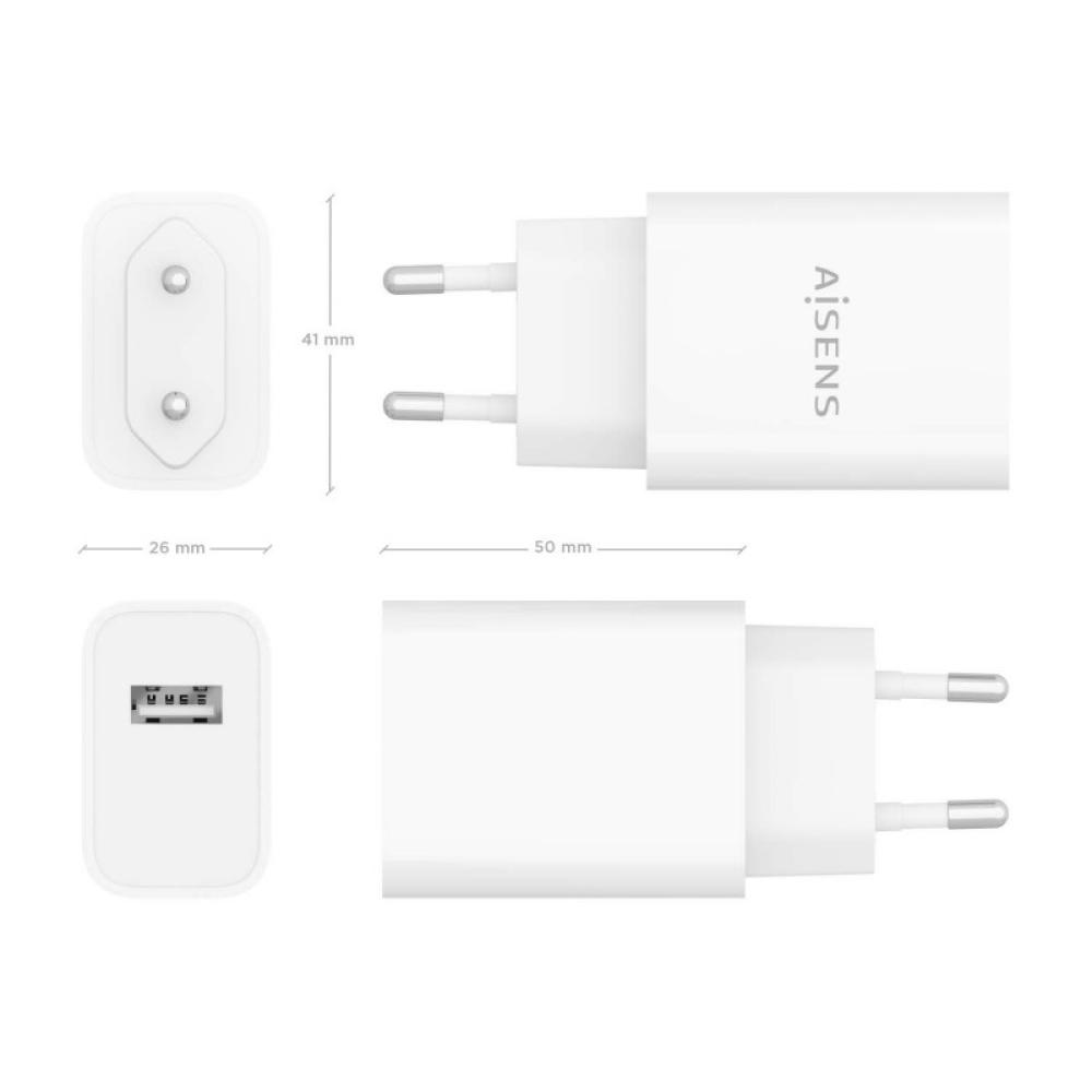 AISENS - Cargador USB 10W alta eficiencia, 5V/2A, Blanco - A110-0853