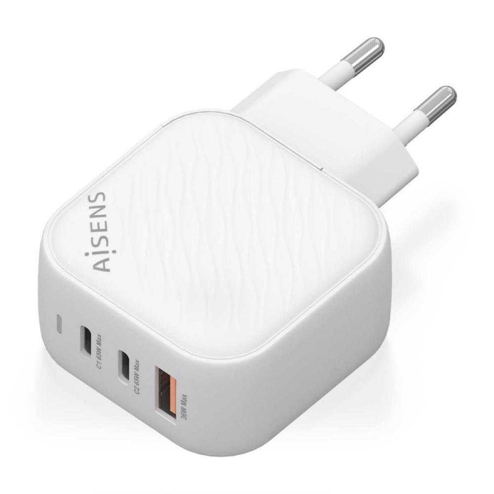 AISENS - Cargador GaN 65W, 2xUSB-C PD3.0 QC4.0, 1xUSB-A QC3.0, Blanco - ASCH-65W3P026-W