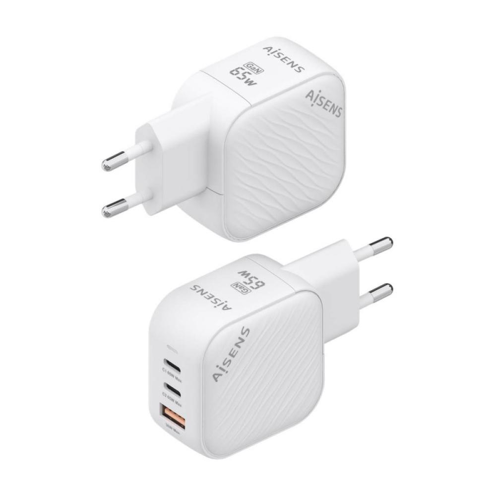 AISENS - Cargador GaN 65W, 2xUSB-C PD3.0 QC4.0, 1xUSB-A QC3.0, Blanco - ASCH-65W3P026-W