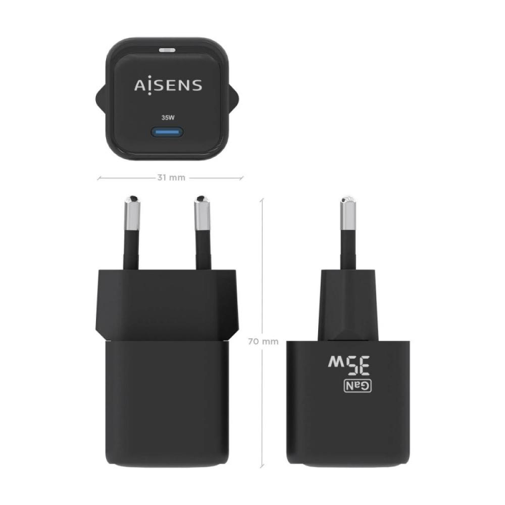 AISENS - Cargador GaN 35W, 1xUSB-C PD3.0 QC4.0, Negro