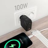 AISENS - Cargador GaN 100W, 3xUSB-C PD3.0 QC4.0, 1xUSB-A QC3.0, Negro