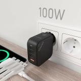 AISENS - Cargador GaN 100W, 3xUSB-C PD3.0 QC4.0, 1xUSB-A QC3.0, Negro
