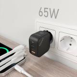AISENS - Cargador GaN 65W, 2xUSB-C PD3.0 QC4.0, 1xUSB-A QC3.0, Negro - ASCH-65W3P027-BK
