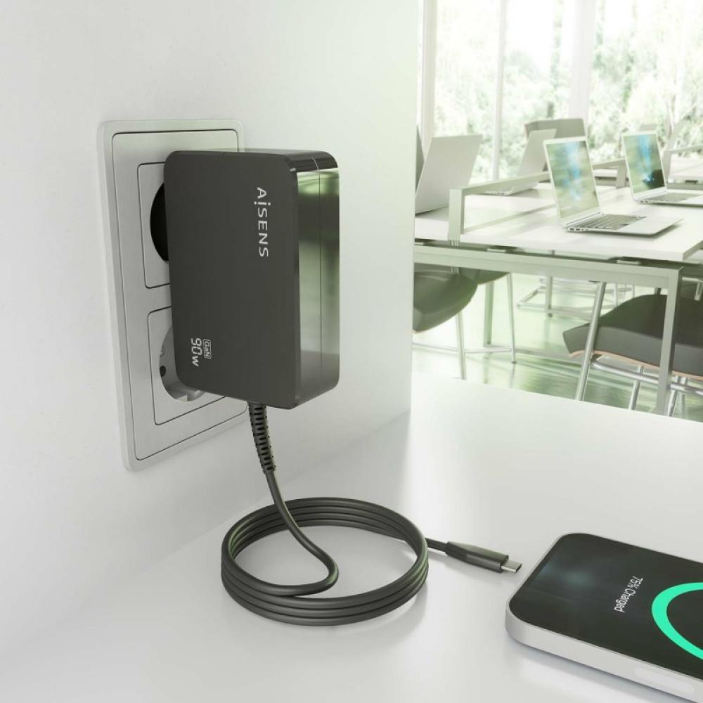 AISENS - ASCH-1PD90WL034-BK cargador de dispositivo móvil Universal Negro Corriente alterna Interior