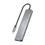 AISENS - Hub USB 3.2 Gen1 5G USB-C, USB-C/M-1xUSB-C PD100W/H-1xUSB-C/H-3xUSB-A/H, Gris, 15cm