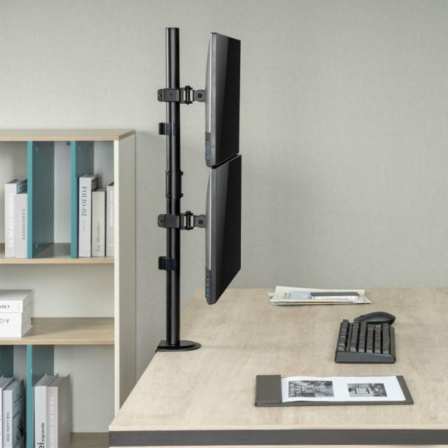 AISENS - Soporte de mesa eco giratorio e inclinable para 2 Monitor/TV 9kg de 17-32, Negro