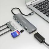 AISENS - USB-C Dock 6 EN 1, USB-C a 1xHDMI, 2xUSB-A, 1xUSB-C PD 100W, 1xSD, 1xMicro SD, Gris, 15cm