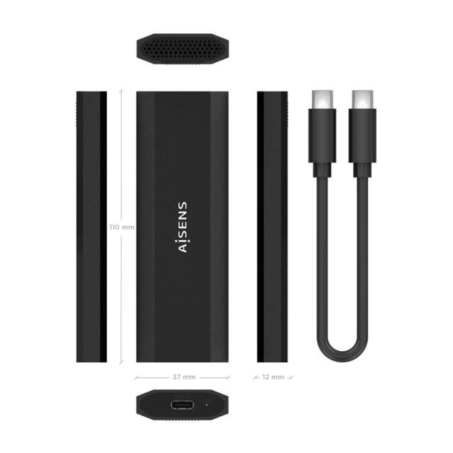 AISENS - Caja Externa M.2 (NGFF) ASM2-028B NVMe a USB3.2 Gen2, Negra
