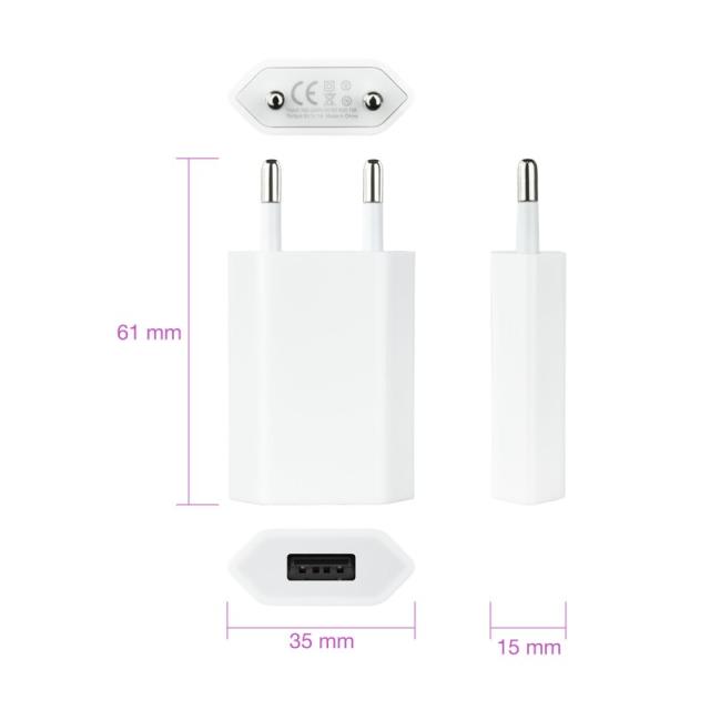 Nanocable - MINI CARGADOR USB PARA IPOD IPHONE,5V-1A, BLANCO