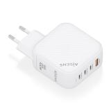 AISENS - Cargador GaN 100W, 3xUSB-C PD3.0 QC4.0, 1xUSB-A QC3.0, Blanco