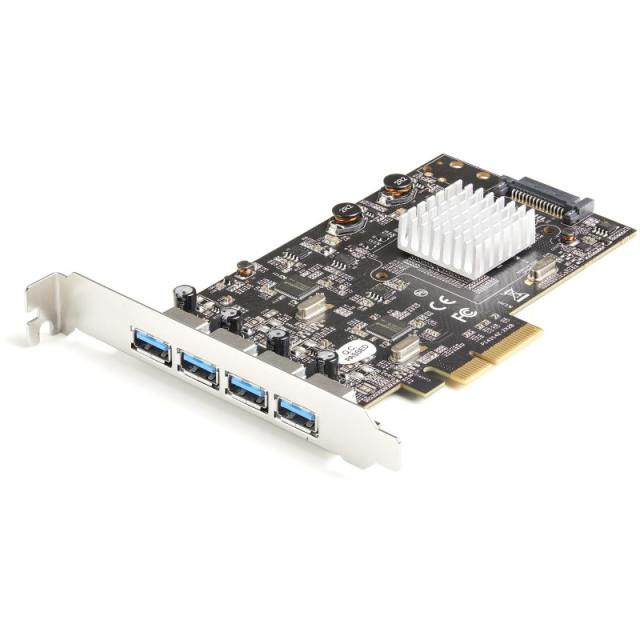 StarTech.com - Tarjeta PCIe de 4 Puertos USB-A - Tarjeta PCI Express de Expansión USB Tipo A 3.2 Gen 2 de 10Gb con 2 Controlador