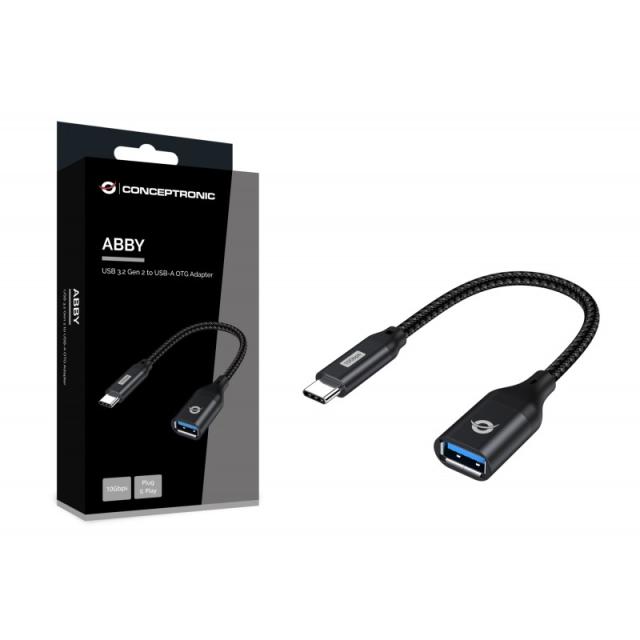 Conceptronic - ABBY18B cambiador de género para cable USB-C USB-A Negro