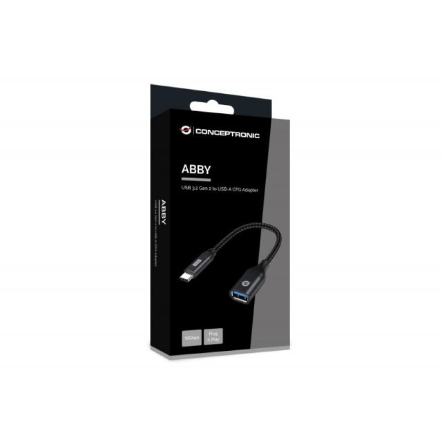 Conceptronic - ABBY18B cambiador de género para cable USB-C USB-A Negro