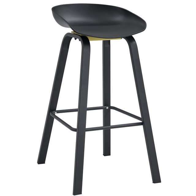 Taburete DANTE NEW (SU), metal negro, polipropileno negro