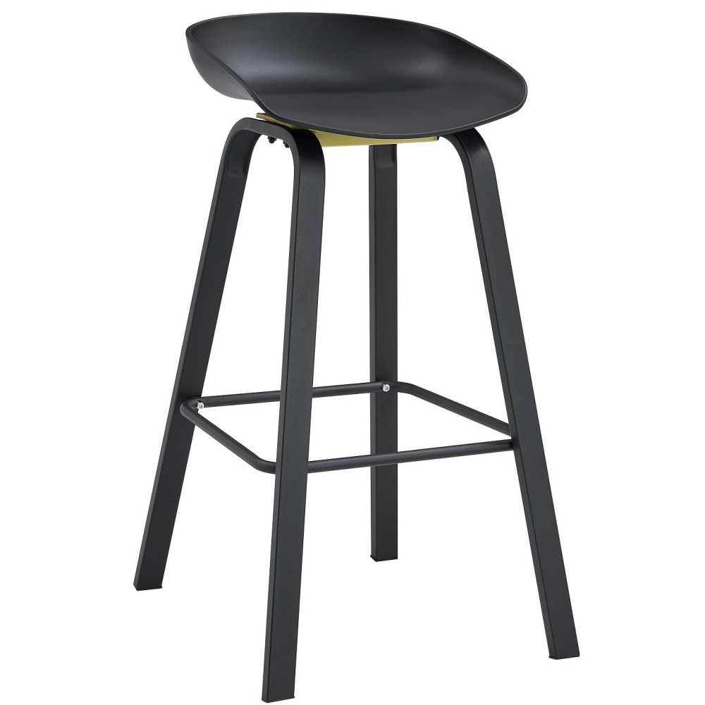 Taburete DANTE NEW (SU), metal negro, polipropileno negro