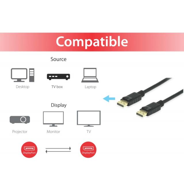 Equip - 119256 Cable DisplayPort 1.4, 10 m, 8K/60 Hz