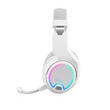 Mars Gaming - MHW-100 Blanco, Auriculares Inalámbricos ARGB Flow, Micrófono ENC Extraíble,Cancelación de Ruido Activa ENC + Pasi
