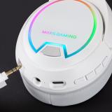 Mars Gaming - MHW-100 Blanco, Auriculares Inalámbricos ARGB Flow, Micrófono ENC Extraíble,Cancelación de Ruido Activa ENC + Pasi