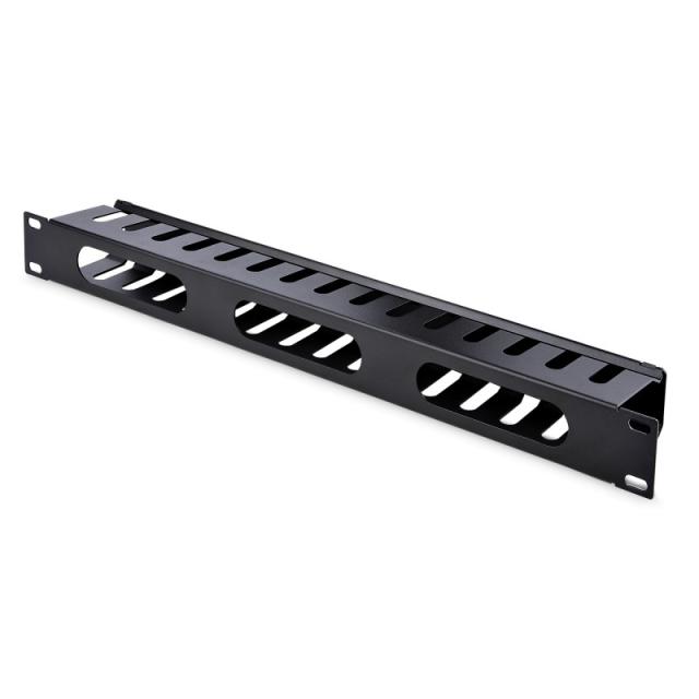 StarTech.com - Panel Canaleta 1U de Gestión de Cables para Rack de Conductos Horizontales con Tapa - Conducto de Cables para Rac