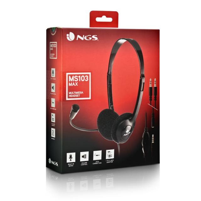 NGS - MS103 MAX Auriculares Alámbrico Diadema Llamadas/Música Negro
