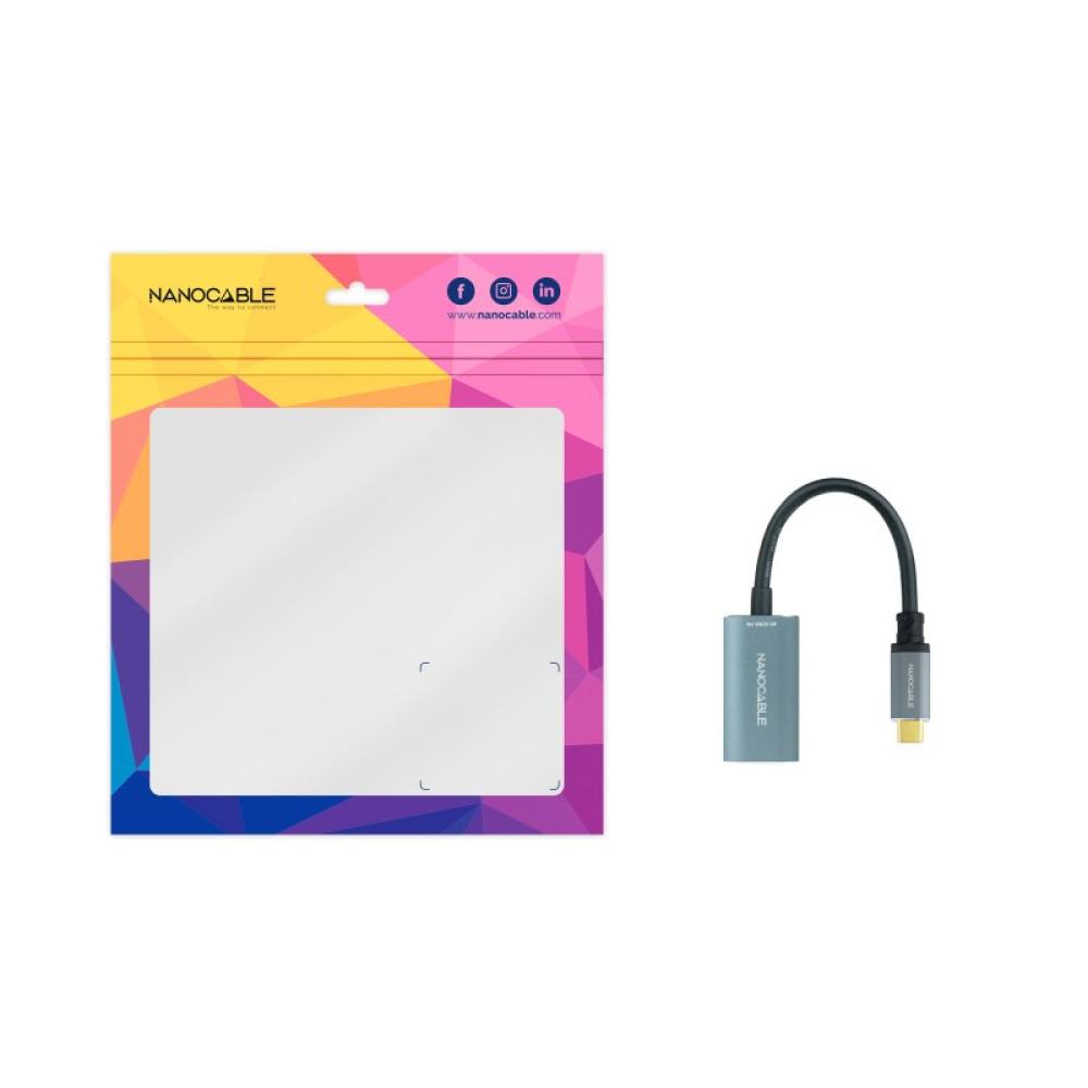 Nanocable - Conversor USB-C a DisplayPort 8K Aluminio, 15 cm, Gris