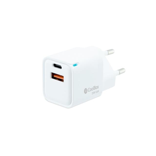 CoolBox - CARGADOR GAN 20W USB-C/USB-A PARED