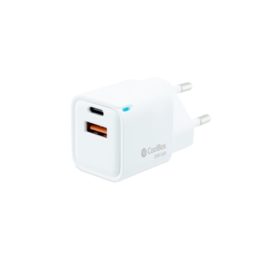 CoolBox - CARGADOR GAN 20W USB-C/USB-A PARED