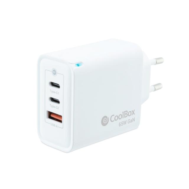 CoolBox - CARGADOR GAN 65W USB-C/USB-C/USB-A PARED