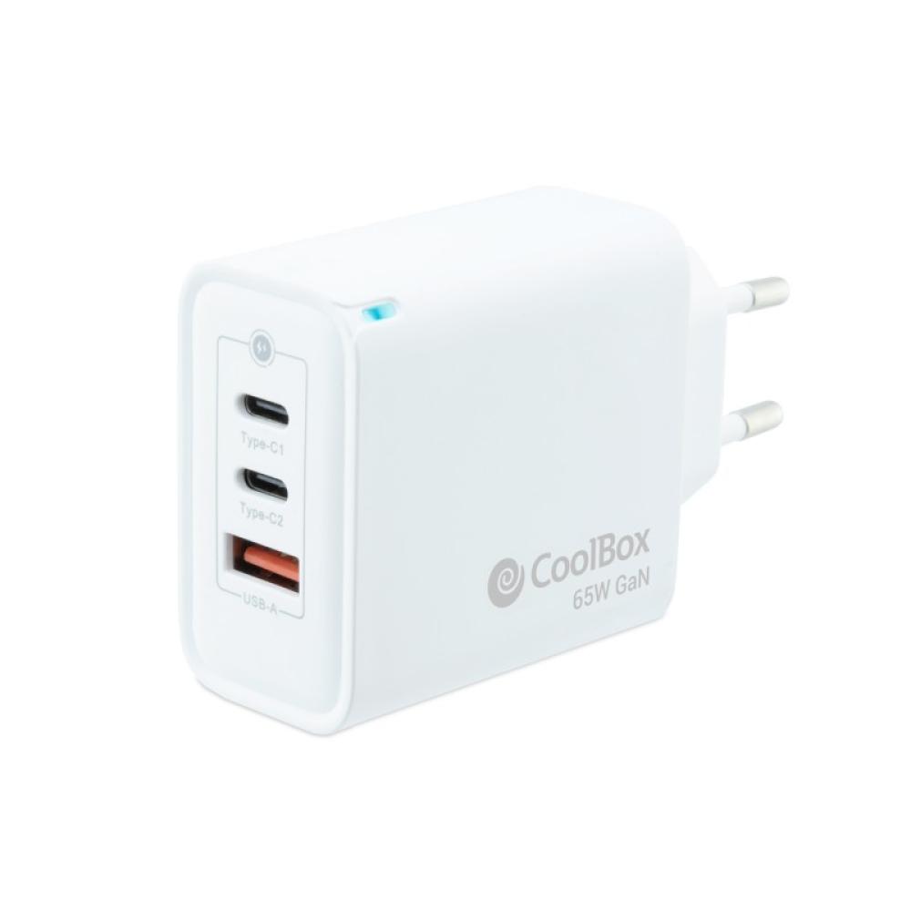 CoolBox - CARGADOR GAN 65W USB-C/USB-C/USB-A PARED