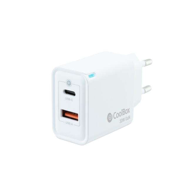 CoolBox - CARGADOR GAN 30W USB-C/USB-A PARED