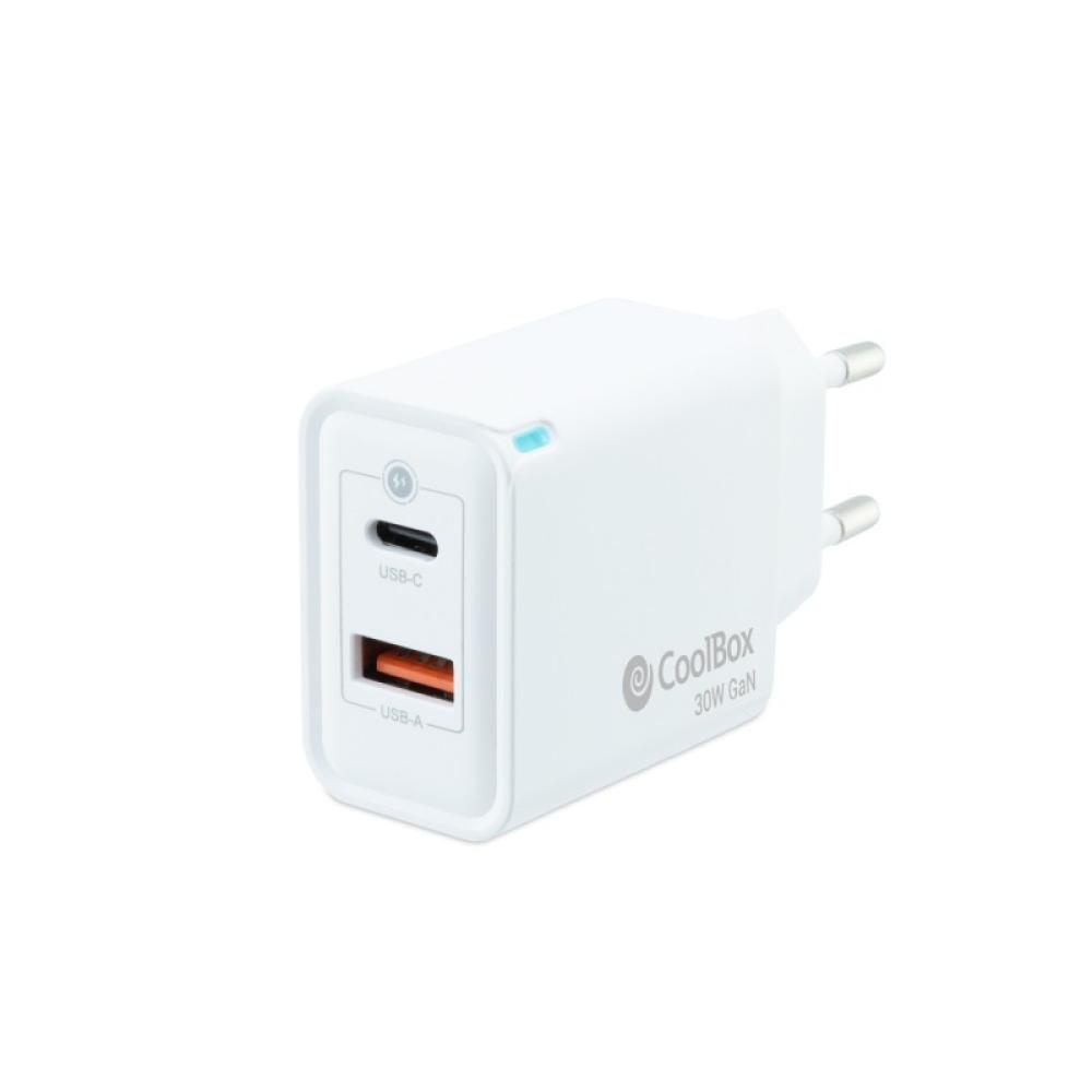 CoolBox - CARGADOR GAN 30W USB-C/USB-A PARED