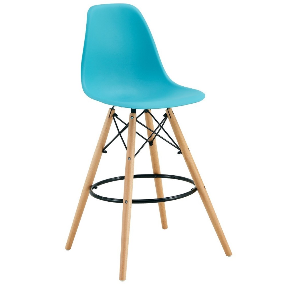 Taburete TOWER (SU), madera, carcasa turquesa