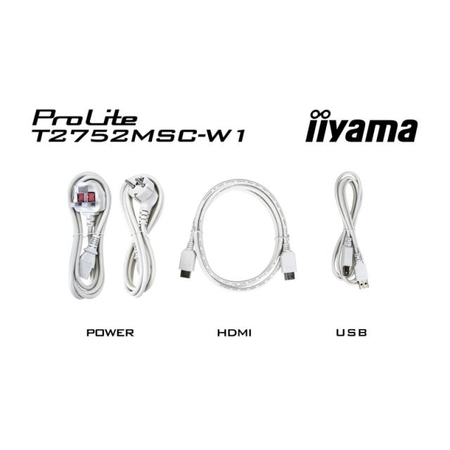 iiyama - ProLite T2752MSC-W1 pantalla para PC 68,6 cm (27") 1920 x 1080 Pixeles Full HD LED Pantalla táctil Blanco