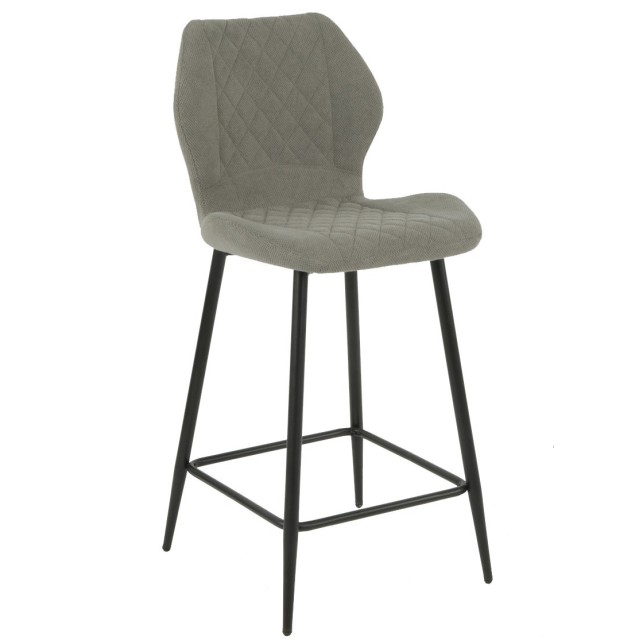 Taburete DINARD, metal, tapizado tejido linen gris