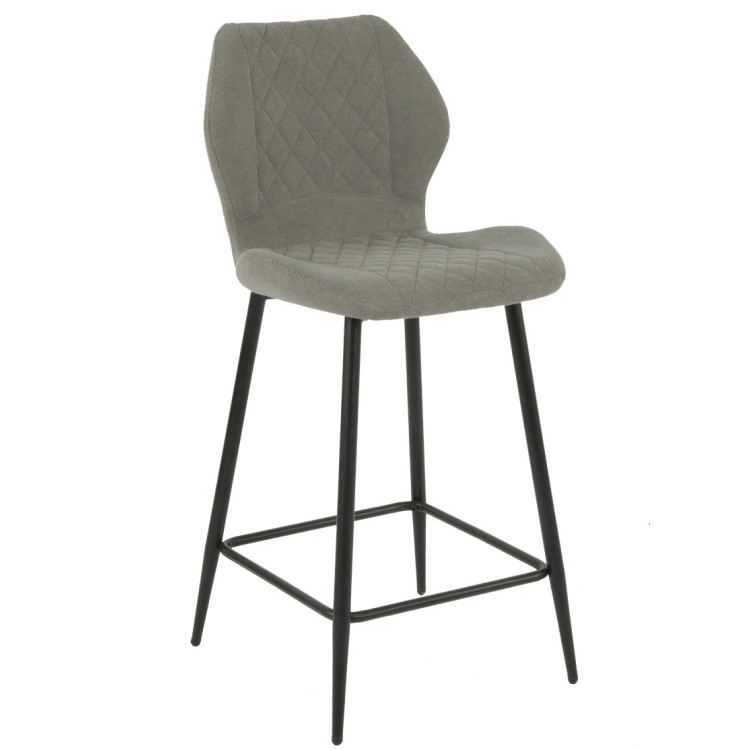 Taburete DINARD, metal, tapizado tejido linen gris