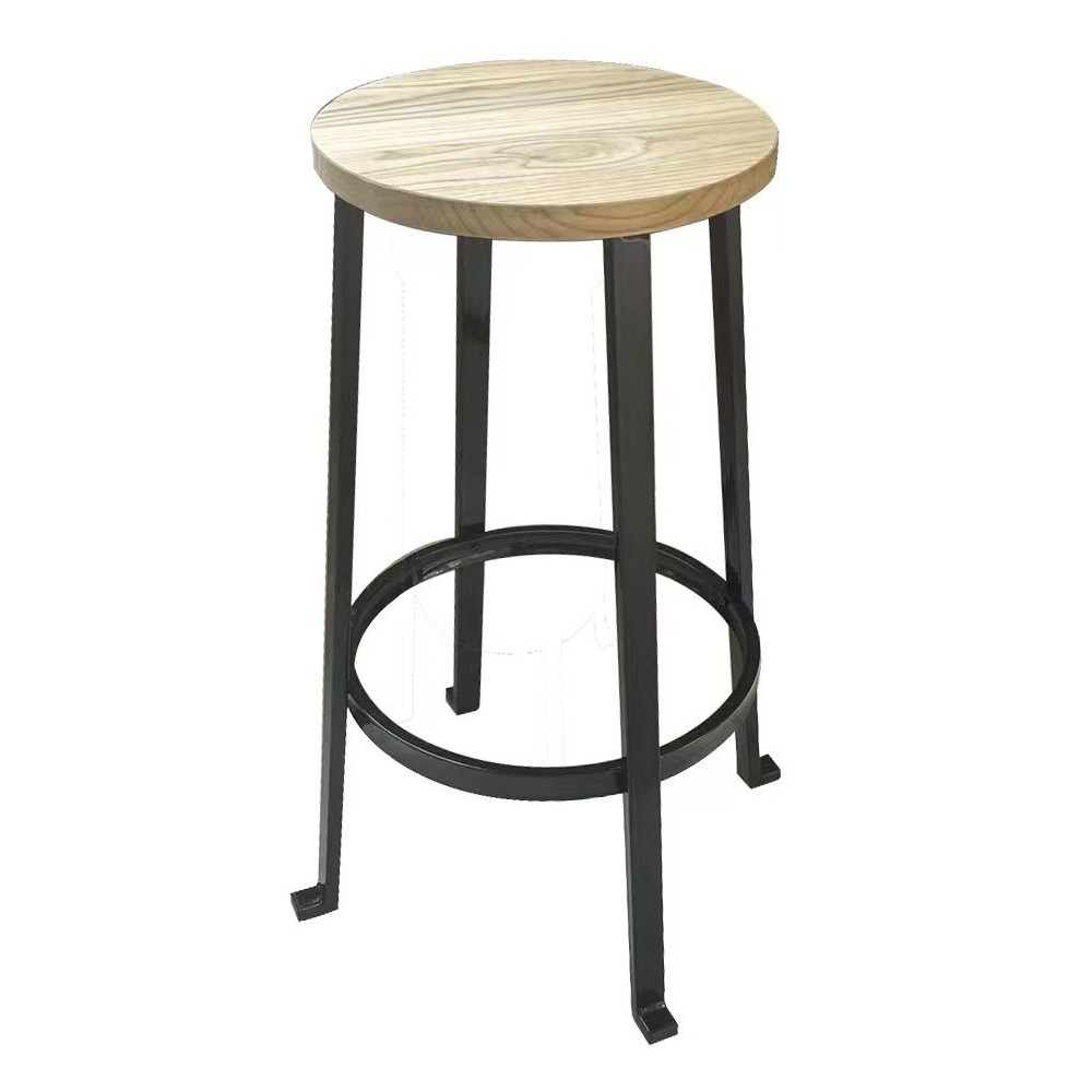 Taburete TIMOR, acero, madera, negro