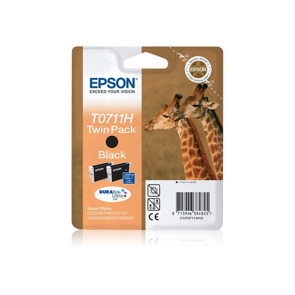 Epson - Giraffe Doble juego de cartuchos Negro T0711H Tintas DURABrite Ultra