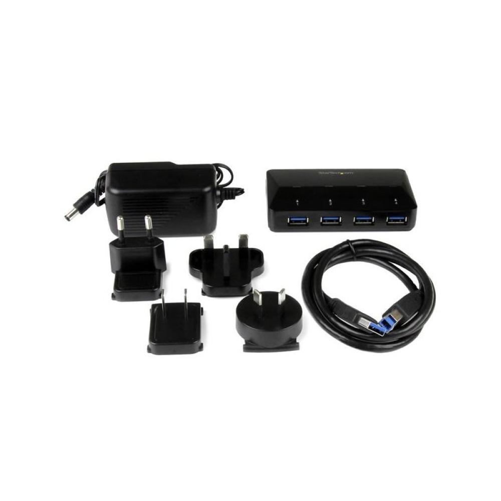 StarTech.com - Concentrador USB 3.0 de 4 Puertos - 5Gbps - Ladrón con Puertos de Carga y Sincronización - Hub con 1 Puerto de 2,