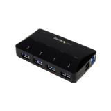 StarTech.com - Concentrador USB 3.0 de 4 Puertos - 5Gbps - Ladrón con Puertos de Carga y Sincronización - Hub con 1 Puerto de 2,