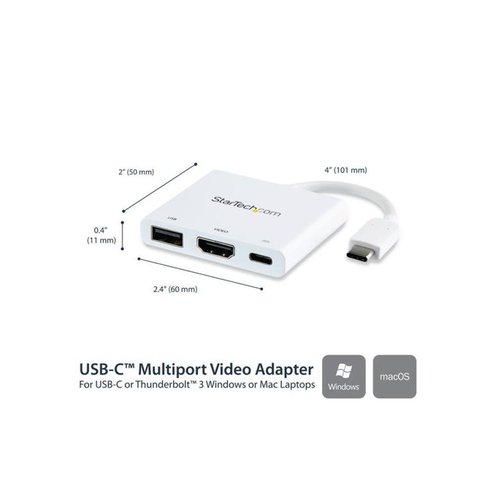 StarTech.com - Adaptador Multipuertos USB-C con HDMI - Puerto USB 3.0 - PD de 60W - Blanco