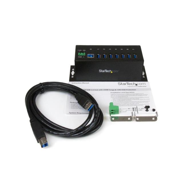 StarTech.com - Hub Concentrador USB 3.0 de 7 Puertos - 5Gbps - Ladrón USB Industrial de Metal con Protección ESD y Protección de