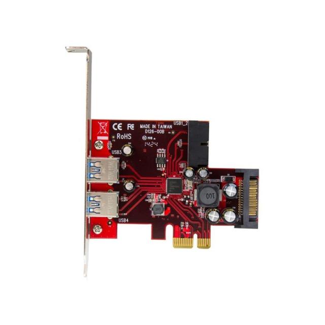 StarTech.com - Adaptador tarjeta PCI Express de 2 puertos externos 2 internos USB 3.0 con alimentación SATA